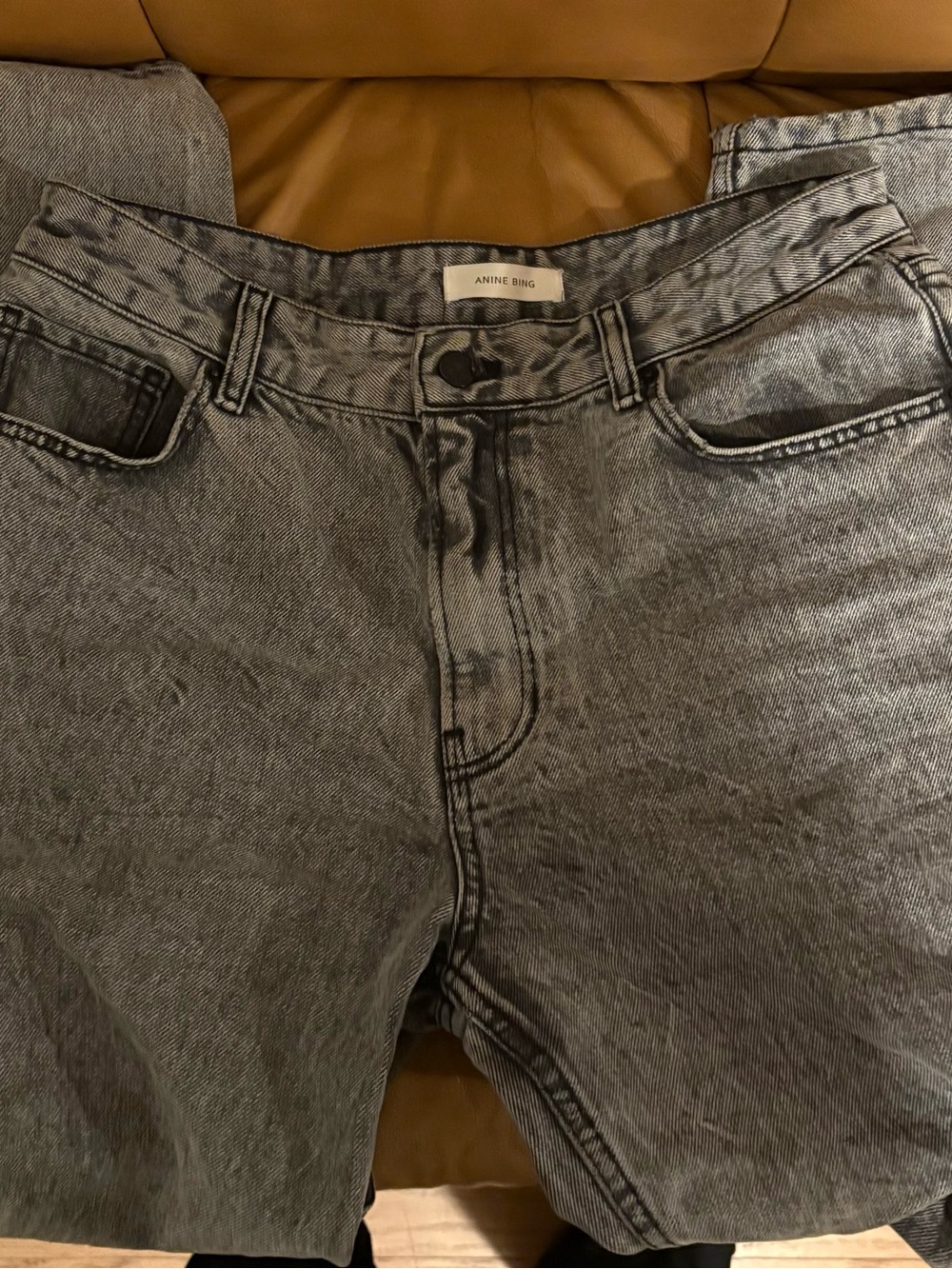 Anine Bing Men's Washed Gray Relaxed Jeans